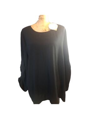 Umgee Women’s Black Cinched Sleeves Blouse, size L (22” PTP) Black